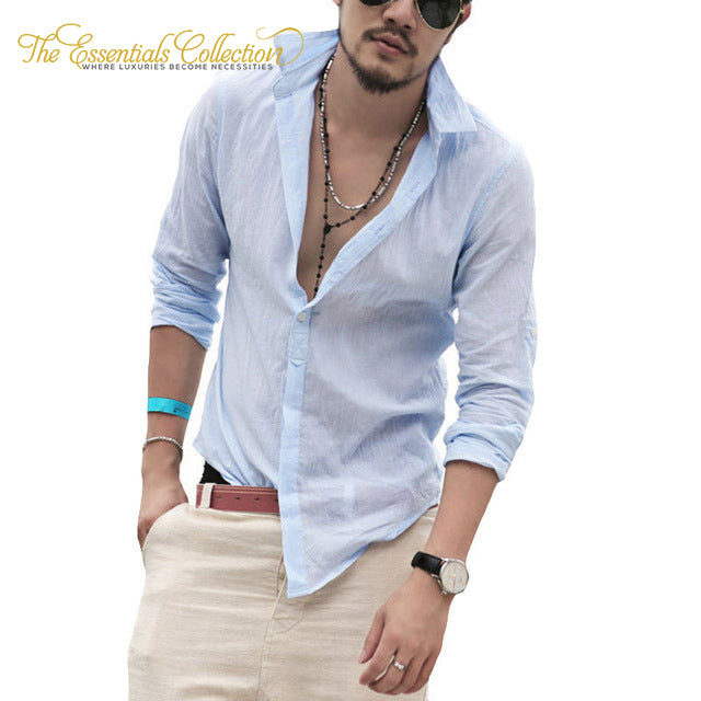 Cotton Linen Men's Shirt Long Sleeve Summer Style Slim Fit (Plus Size) –  The Essentials Collection