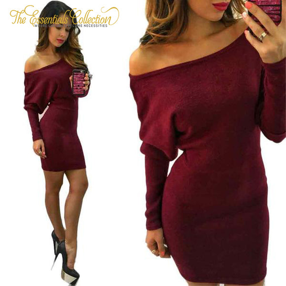 Batwing Sleeve Fashion Off The Shoulder Mini Dress