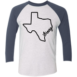 Texas Strong Tri-Blend 3/4 Sleeve Baseball Raglan T-Shirt
