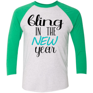 Bling in the New Year Tri-Blend 3/4 Sleeve Baseball Raglan T-Shirt