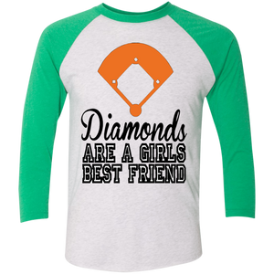 Diamond are a Girls Best Friend Tri-Blend 3/4 Sleeve Baseball Raglan T-Shirt