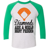 Diamond are a Girls Best Friend Tri-Blend 3/4 Sleeve Baseball Raglan T-Shirt