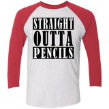 Straight Outta Pencils Tri-Blend 3/4 Sleeve Baseball Raglan T-Shirt