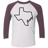 Texas Strong Tri-Blend 3/4 Sleeve Baseball Raglan T-Shirt