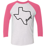 Texas Strong Tri-Blend 3/4 Sleeve Baseball Raglan T-Shirt