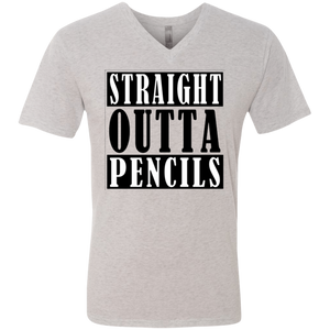 Straight Outta Pencils Men's Triblend V-Neck T-Shirt