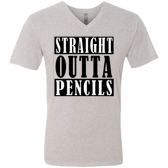 Straight Outta Pencils Men's Triblend V-Neck T-Shirt