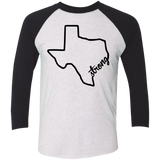 Texas Strong Tri-Blend 3/4 Sleeve Baseball Raglan T-Shirt