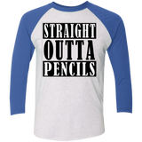 Straight Outta Pencils Tri-Blend 3/4 Sleeve Baseball Raglan T-Shirt