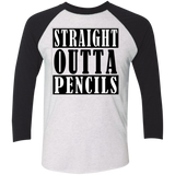 Straight Outta Pencils Tri-Blend 3/4 Sleeve Baseball Raglan T-Shirt