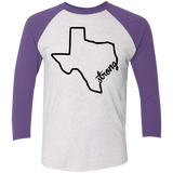 Texas Strong Tri-Blend 3/4 Sleeve Baseball Raglan T-Shirt