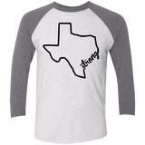 Texas Strong Tri-Blend 3/4 Sleeve Baseball Raglan T-Shirt