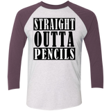 Straight Outta Pencils Tri-Blend 3/4 Sleeve Baseball Raglan T-Shirt