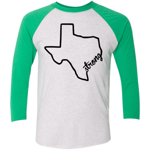 Texas Strong Tri-Blend 3/4 Sleeve Baseball Raglan T-Shirt