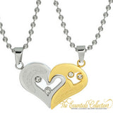 Stainless Steel Heart Love Paired Pendants Chain Necklaces