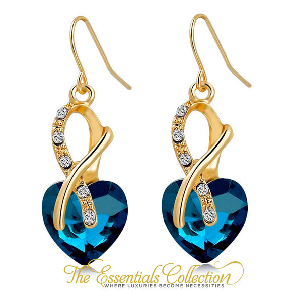 Cubic Zirconia Crystal Heart Drop Earrings