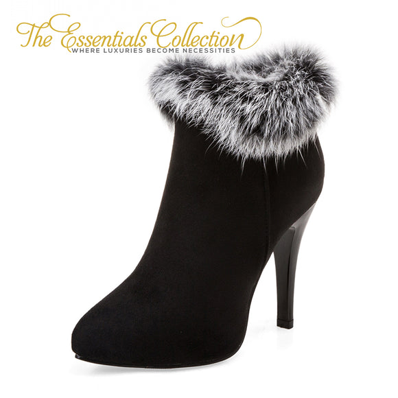 Winter Snow High Heels Ankle Short Boots Fur Zip