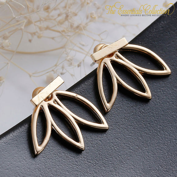 Lotus Metal Bar Stud Earrings