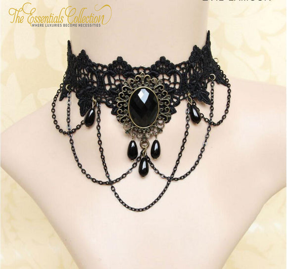 Gothic Choker Tattoo Tassel Punk Style Lace Pendant & Necklace