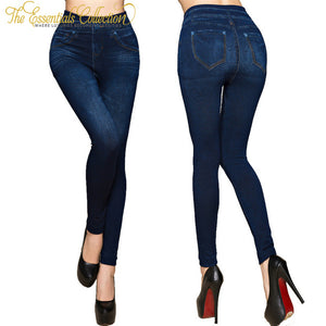 Casual Slim Long Pocket Jeans Faux Denim Pants Plus size