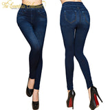 Casual Slim Long Pocket Jeans Faux Denim Pants Plus size