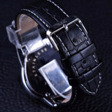 Geometric Triangle Design Genuine Leather Strap Automatic Men's Wristwatch