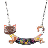 Collar Maxi Alloy Enamel Cat Choker Pendant Chain Necklace
