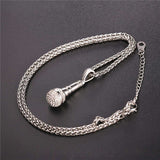 Microphone Pendant Stainless Steel Chain Necklace
