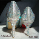 New Rhinestone Cinderella Pointed Toe Crystal High Heels Shoes