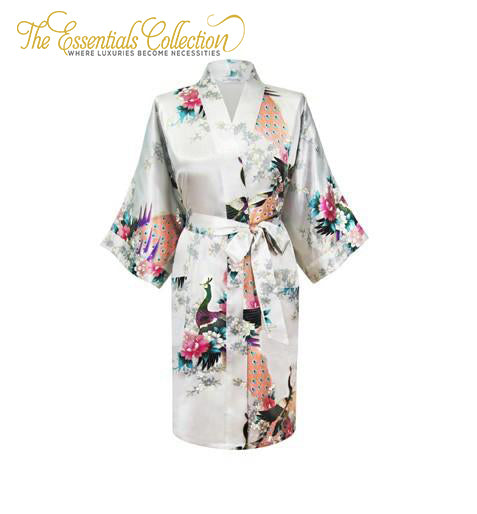 Silk Satin Floral Bathrobe Night Dressing Gown