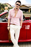 Cotton Linen Men's Shirt Long Sleeve Summer Style Slim Fit (Plus Size)