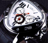 Geometric Triangle Design Genuine Leather Strap Automatic Men's Wristwatch