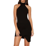 Knitted Sleeveless Bodycon Turtleneck Mini Short Dress