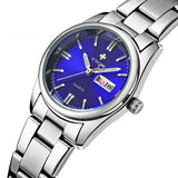 Casual Date Day Clock Stainless Steel Ladies Quartz Watch