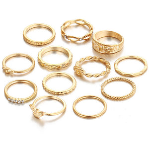 12pcs/Lot  Eagle Crystal Midi Finger Ring Sets