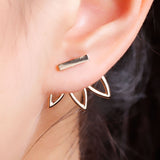 Lotus Metal Bar Stud Earrings