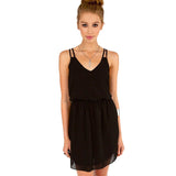 Chiffon V Neck Sleeveless Mini  Beach Party  Dress