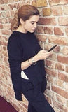 Solid Sportswear Suit Woman Irregular Hoodies Set Costumes