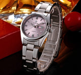 Casual Date Day Clock Stainless Steel Ladies Quartz Watch