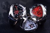 Geometric Triangle Design Genuine Leather Strap Automatic Men's Wristwatch