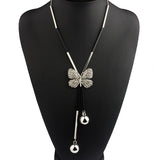 Elegant Butterfly Long Beaded Chain Tassel  Rhinestone Necklace