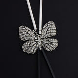 Elegant Butterfly Long Beaded Chain Tassel  Rhinestone Necklace