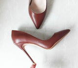 Leather Stilettos High Heels Shoes