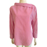 Striped Skew Collar Loose Batwing Sleeve Button Shirt Tops Blouse