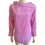 Striped Skew Collar Loose Batwing Sleeve Button Shirt Tops Blouse