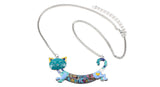 Collar Maxi Alloy Enamel Cat Choker Pendant Chain Necklace