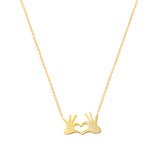 Stainless Steel Chain Double Hand Love Heart Pendants & Necklaces