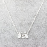Stainless Steel Chain Double Hand Love Heart Pendants & Necklaces