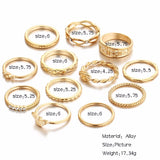 12pcs/Lot  Eagle Crystal Midi Finger Ring Sets