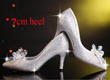 New Rhinestone Cinderella Pointed Toe Crystal High Heels Shoes